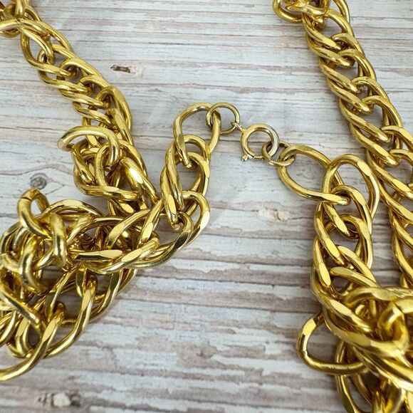 Vintage Super Chunky Gold Chain Long Necklace Mob Wife - Picture 3 of 8
